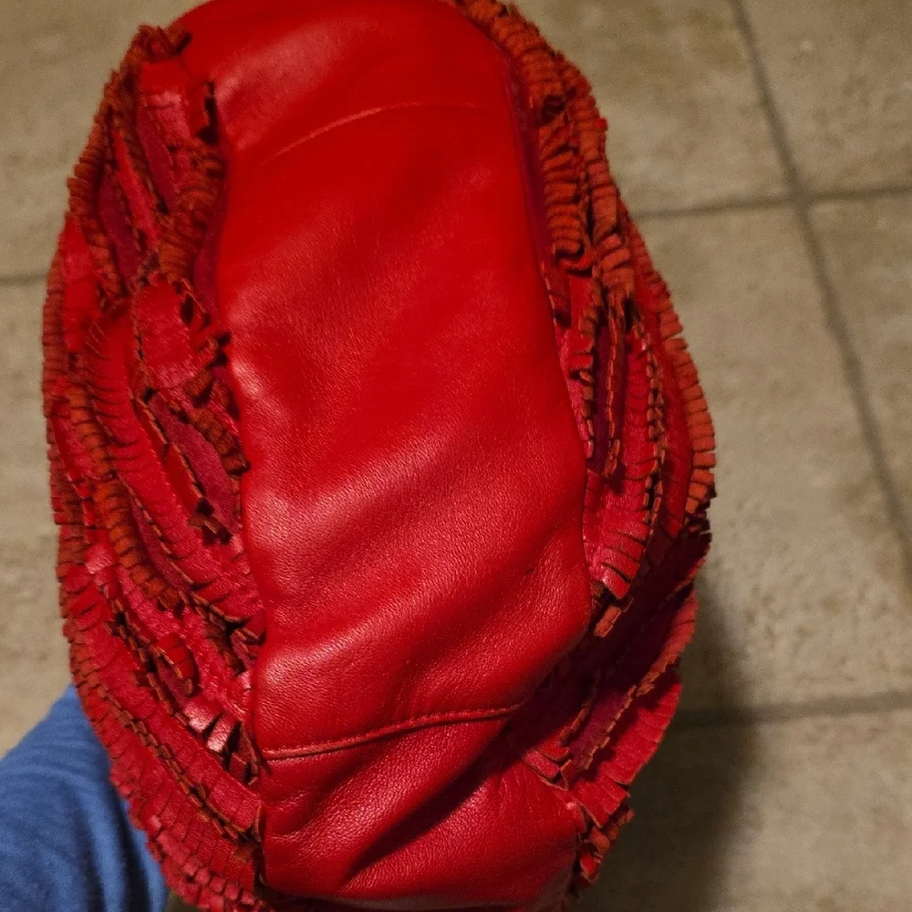 Jimmy Choo Red Hobo Bag With Python Snake Skin Handel With COA